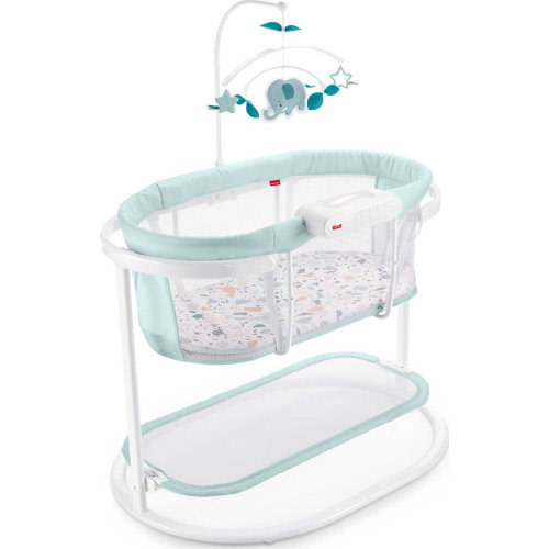 Fisher-Price Soothing Motions Bassinet for Infants with Lights Music & Vibrations, Pacific Pebble