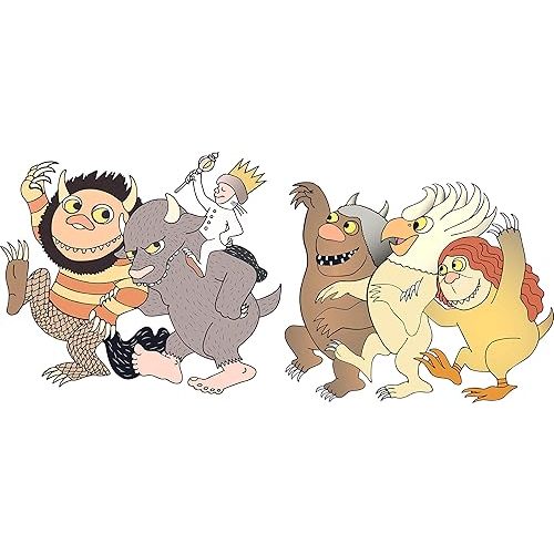 Vinyl Wall Decal: Colored Where The Wild Things are Characters Kids Room - 9" x 20" Max Carol Ira Judith & KW Bedroom Home Sticker Décor