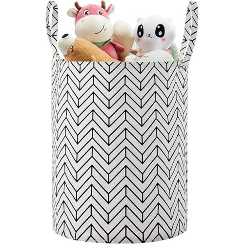 TECHMILLY Large Storage Basket for Girls and Boys, Collapsible Laundry Hamper with Long Handles, Toy Bins for Nursery, Kids Room Décor