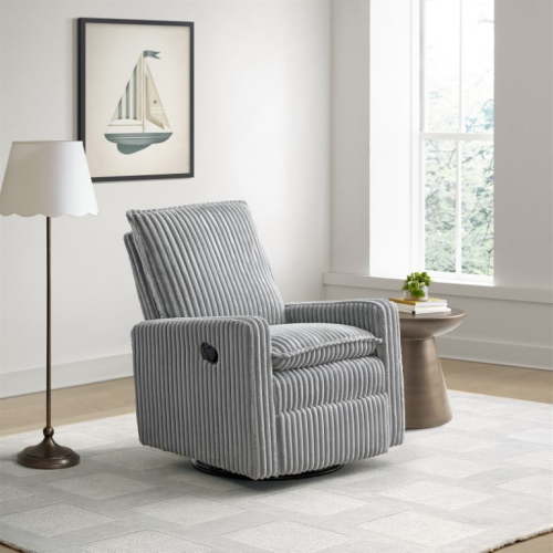 Soho Baby Coventry Upholstered Glider Recliner Rocking Chair 360° Swivel for Nursery and Living Room – Corduroy Ash Gray​
