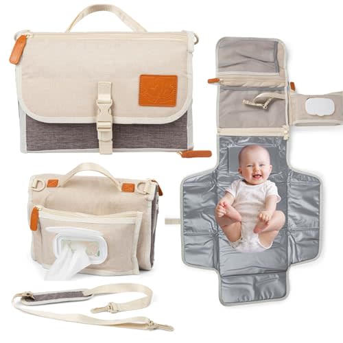 Portable Diaper Changing Pad for Baby - Extra Long 26" Baby Changing Pad with Smart Wipes Pocket - Easy to Clean, Waterproof Folding Diaper Pads - Excellent Babies Shower/Registry Gifts