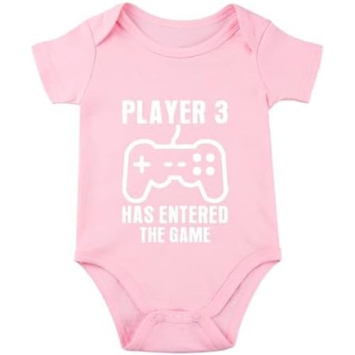 listery Baby Announcement Gamer Newborn Funny Baby Player 3 Has Entered The Game Boy Bodysuit Gamer Clothes