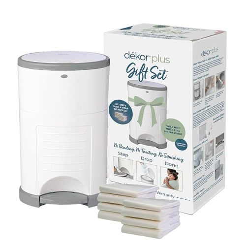Diaper Dekor Plus Diaper Pail Gift Set – White | Comes with up to a Year's Supply Worth of Diaper Dekor Refills! - Plus Gift Set
