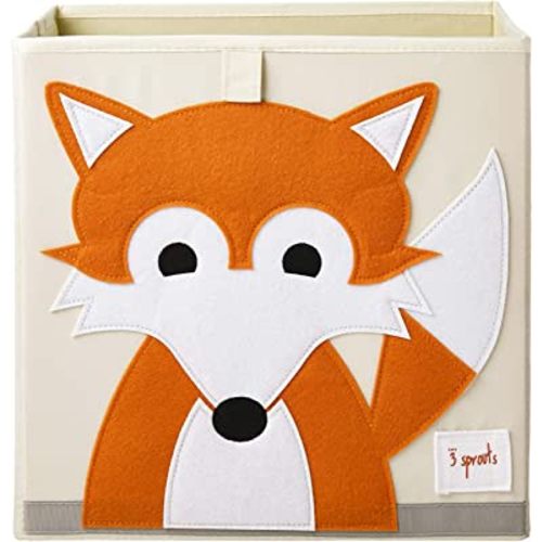 3 Sprouts Toy Storage Organizer: Toy Box Cube Organizer for Playroom, Nursery - Foldable Storage Bin - Fox
