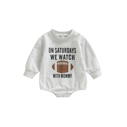 SHIBAOZI Newborn Infant Baby Boy Girl Romper On Saturday We Watch Football with Daddy/Mommy Long Sleeve Bodysuit Sweatshirt