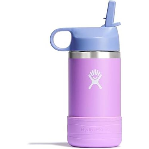 HYDRO FLASK Kids Water Bottle Jr. Stainless Steel Insulated With Straw Cap for Water, Milk, Juice, School, Camp, Sport, Play and Lunch, Easy to Clean, Leak-Resistant