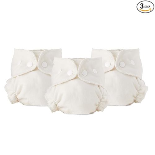 Esembly Cloth Diaper Inner - Organic Cotton Fitted Diaper- Soft, Ultra-Absorbant, Trim-Fitting Layer to Pair with Waterproof Outer for Blowout-Proof Diapering - 3-Pack, Size 2 (18-35lbs)