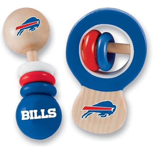 Baby Fanatic Wood Rattle Set - Official NFL Buffalo Bills Baby Toy, BPA Free - for Babies
