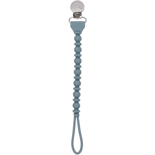 Itzy Ritzy Silicone Pacifier Clip; 100% Food Grade Silicone Pacifier Strap with Clip Keeps Pacifiers, Teethers & Small Toys in Place; Features One-Piece Design & Silicone Cord (Storm Gray)