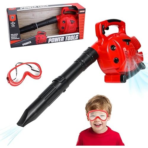Pretend Play Kids Leaf Blower Toy Tool Garden Set,Outside Construction Work Shop Toy Tool Leaf Blower for Kids That Blows Air with Realistic Sounds and Wind Gift for Boys and Girls