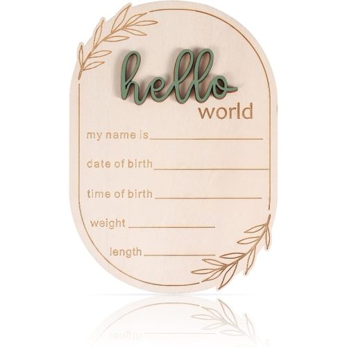Gosknor Baby Announcement Sign 15x10.5cm Wooden Hello World Sign with Baby Name for Birth Announcement and Decoration : Amazon.de: Baby Products