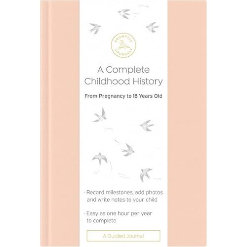 Promptly Journals, A Complete Childhood History: From Pregnancy to 18 Years Old (Country Peach, Orange, Leatherette) | Baby Book and Pregnancy Journal | Baby Memory Book