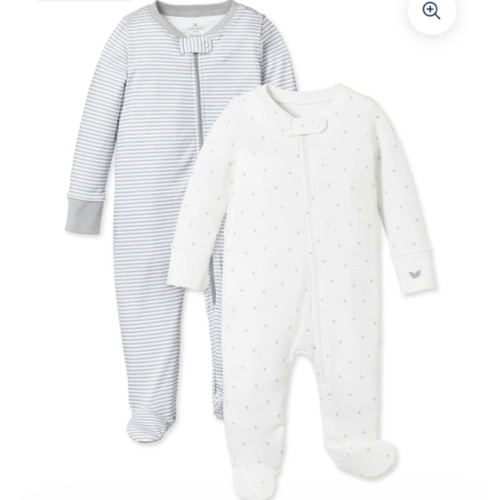 Baby's Pima Romper Duo in Grey Stripe & Grey Stars