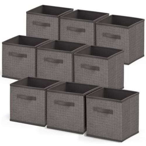 Nestl Set of 6 Foldable Cube Storage Bins, Fabric Storage Bins with Handles, Black Cubby Organizers
