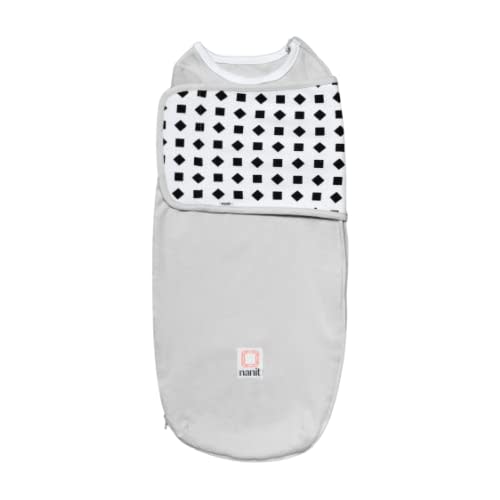 Nanit Breathing Wear Swaddle  Works with Nanit Pro Baby Monitor to Track Breathing Motion Sensor-Free, Real-Time Alerts, 100% Cotton, Size Large, 3-6 Months, Pebble Grey
