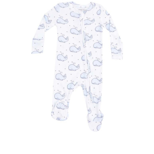 2 Way Zipper Footie, Bubbly Whale Blue - Angel Dear Sleepwear | Maisonette