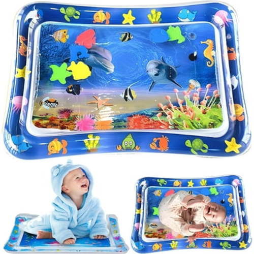 Meidong Tummy Time Baby Water Mat, Inflatable Infant Toys,3 6 12 Months, BPA-Free Newborn Gift