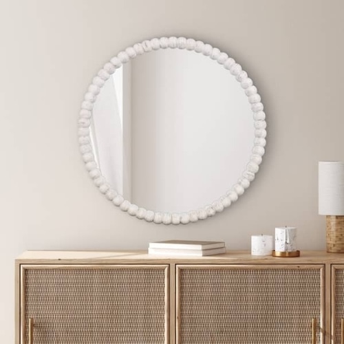 Signature Farmhouse Beaded Round Wall Mirror