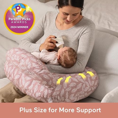 Momcozy Original Nursing Pillow and Positioner - Plus Size Feeding Pillow | Breastfeeding, Bottle Feeding, Baby Support | with Adjustable Waist Strap and Removable Cotton Cover, Pink