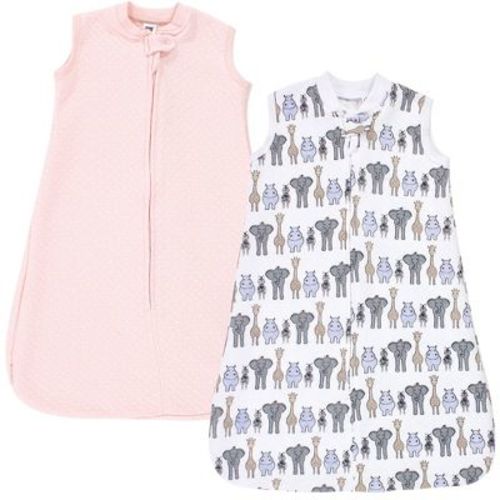 Hudson Baby Infant Girl Premium Quilted Sleeveless Sleeping Bag And Wearable Blanket, Pink Safari, 0-6 Months