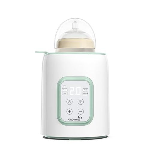Grownsy Baby Bottle Warmer, 8-in-1 Fast Baby Milk Warmer with Timer for Breastmilk or Formula, Accurate Temperature Control, 24H Keep, Food Heater&Defrost BPA-Free Bottle Warmer for All Bottles- Green