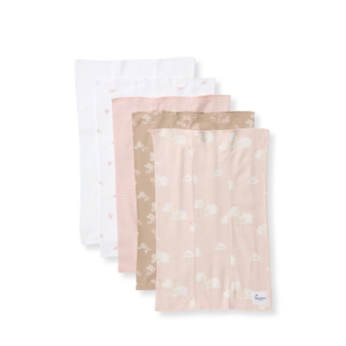 Whimsical Floral Organic Cotton Burp Cloths 5 Pack