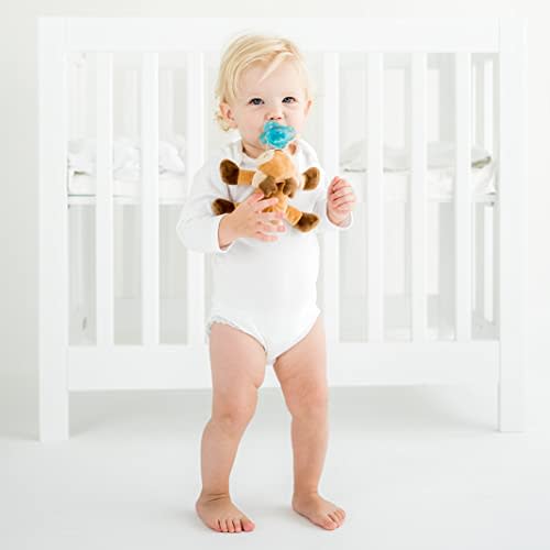Queebi PaciBuddy Deer Pacifier Holder - Plush Toy with Detachable Pacifier & Universal Adapter, Gender Neutral Baby Gift for 0+ months - Infant Plush Baby Toy, Versatile Baby Essentials, Binky