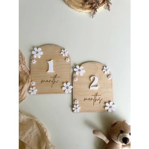 Baby Milestone | Boho Baby Milestone | Wooden daisy Flower Milestone Disc | Monthly Baby Milestone Marker | Baby Growth | Baby Photo Prop