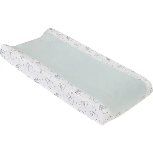 Disney Winnie The Pooh Hello Sunshine Grey and White Super Soft Contoured Changing Pad Cover with Plush Aqua Fleece Center Panel