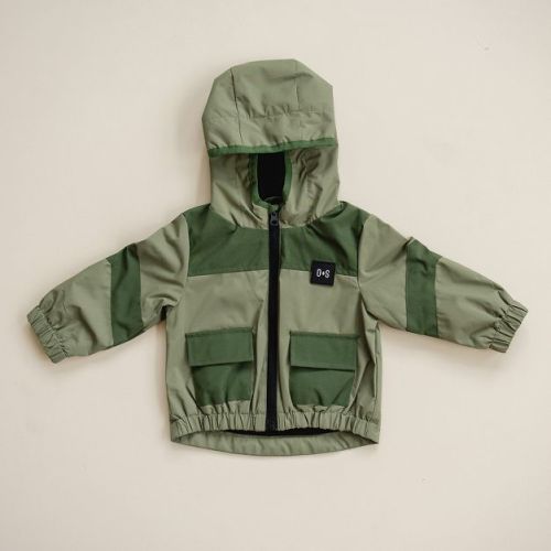 Kids Ramsey Rain Jacket Green 3-6m - Olive + Scout