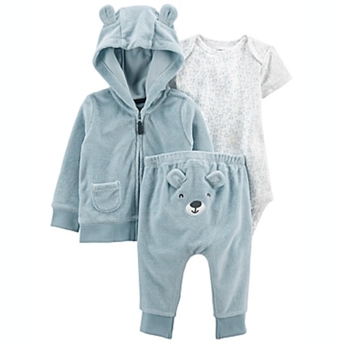 carter's®  - 3 Months 3-Piece Bear Little Jacket, Bodysuit, and Pant Set in Bluecarter's®
