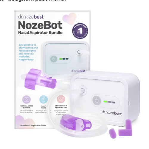 Dr. Noze Best NozeBot Electric Baby Nasal Aspirator - Designed by a Pediatric ENT for Safe, Gentle Congestion Relief - Rechargeable, Portable & Easy to Clean Nose Sucker for Infants and Toddlers
