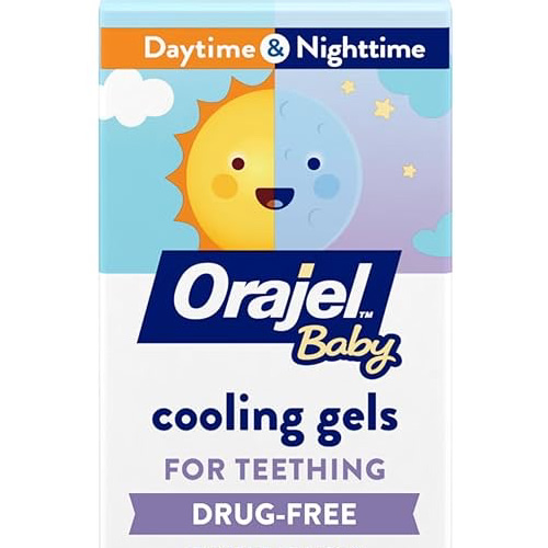 Orajel Baby Daytime & Nighttime Cooling Gels for Teething, Drug - Free, #1 Pediatrician Recommended Brand for Teething*, Two 0.18oz Tubes