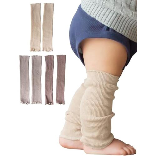 5 Pairs of Leg Warmers Baby Toddler Ribbed Leggings Kneepads Crawling Boys Girls 100% Organic Cotton -Japan Brand-