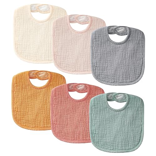 POIKSHARK Muslin Baby Bibs for Unisex Boys Girls, Soft Cotton Baby Drool Bibs, Drooling and Teething Bibs for Infant, Newborn
