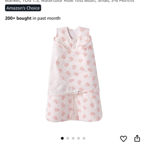 HALO 100% Cotton Sleepsack Swaddle, 3-Way Adjustable Wearable Blanket, TOG 1.5, Watercolor Rose Toss Blush, Small, 3-6 Months