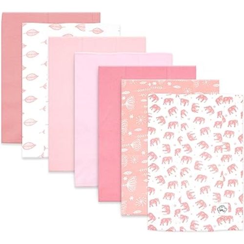 Baby Burp Cloths for Boys and Girls - 7 Pack Large 100% Organic Cotton - Double Layered Extra Absorbent Burp Rags, Pink
