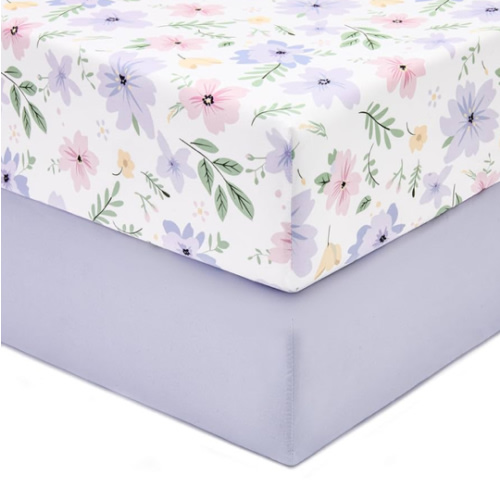 TILLYOU Baby Crib Sheets for Boys Girls, Super Soft Toddler Bed Sheets, 2 Pack Sheets for Standard Crib Mattress 28x52in, Brilliant Little Flowers