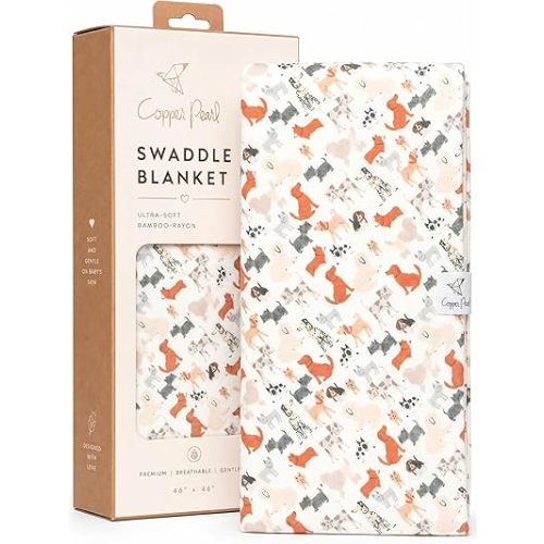 Copper Pearl Swaddle Blankets for Newborns | Soft Stretchy Receiving Blankets for Boys and Girls | Large 46 x 46 Inch Baby Blankets | Lightweight and Breathable Swaddles | Rufus