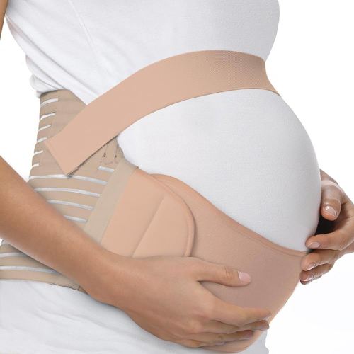 FITTOO Maternity Belt Back Support Belly Band Pregnancy Belt Support Brace Abdominal Binder Waist Support Beige L