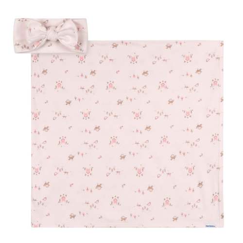 2-Piece Baby Girls Garden Swaddle and Headband Set