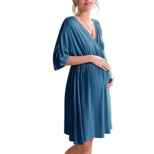 Ekouaer 3 in 1 Labor/Delivery/Hospital Gown Maternity Dress Nursing Nightgown Sleepwear for Breastfeeding