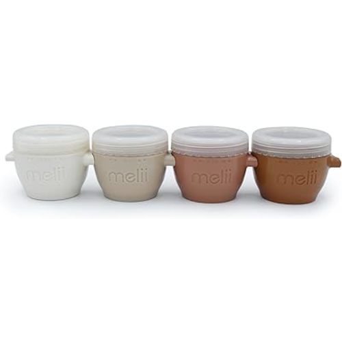 melii Snap & Go Baby Food Storage Containers with lids, Snack Containers, Freezer Safe, 4 oz - 4 Pack, Neutrals