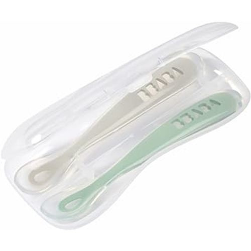 BEABA Baby's First Foods Spoon Set with Travel Case, Original Silicone Baby Spoons, Baby Essentials, Baby Spoons, Travel Set, Baby Gifts, Sage + Cloud