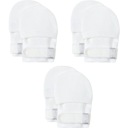 HAPIU Baby No Scratch Mittens Stay On, 100% Cotton Breathable, Adjustable Infant Gloves for Boys Girls, Newborn - 12 M