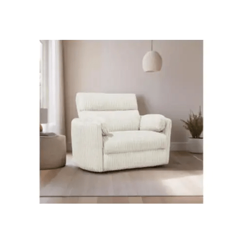 Rayna Ivory Nursery 53" Power Gliding Oversized Channeled Cuddler Recliner With USB | Glider | Living Spaces