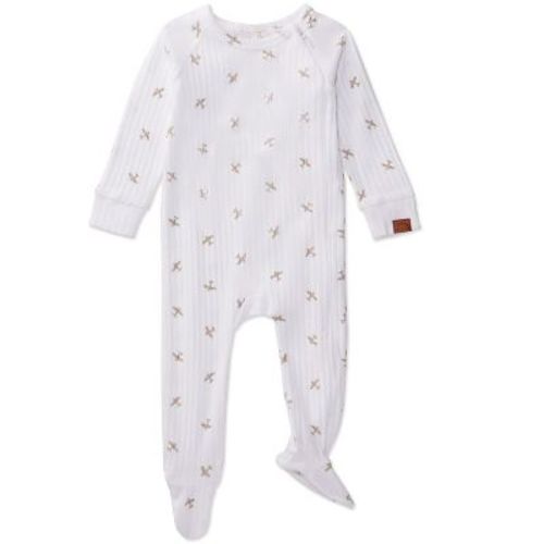 Minime Baby And Toddler Boys "airplane" Ribbed Cotton Rich Footie Winter White 24 Months