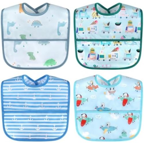Accmor Waterproof Baby Bibs for Eating, Mess Proof Toddler Feeding Bibs for Girls Boys