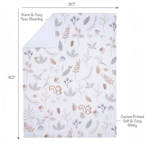 Treetop Fox Woodland/Forest Minky/Faux Shearling Fleece Baby Blanket – Lambs & Ivy