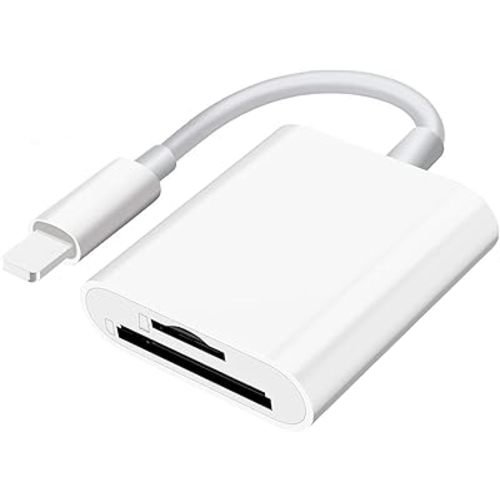 SD Card Reader for iPhone iPad Camera,Dual Card Slot Memory Card Reader Supports SD and TF Card Trail Camera Viewer Sd Card Adapter Portable Micro Sd Card Reader No Application Required Plug and Play